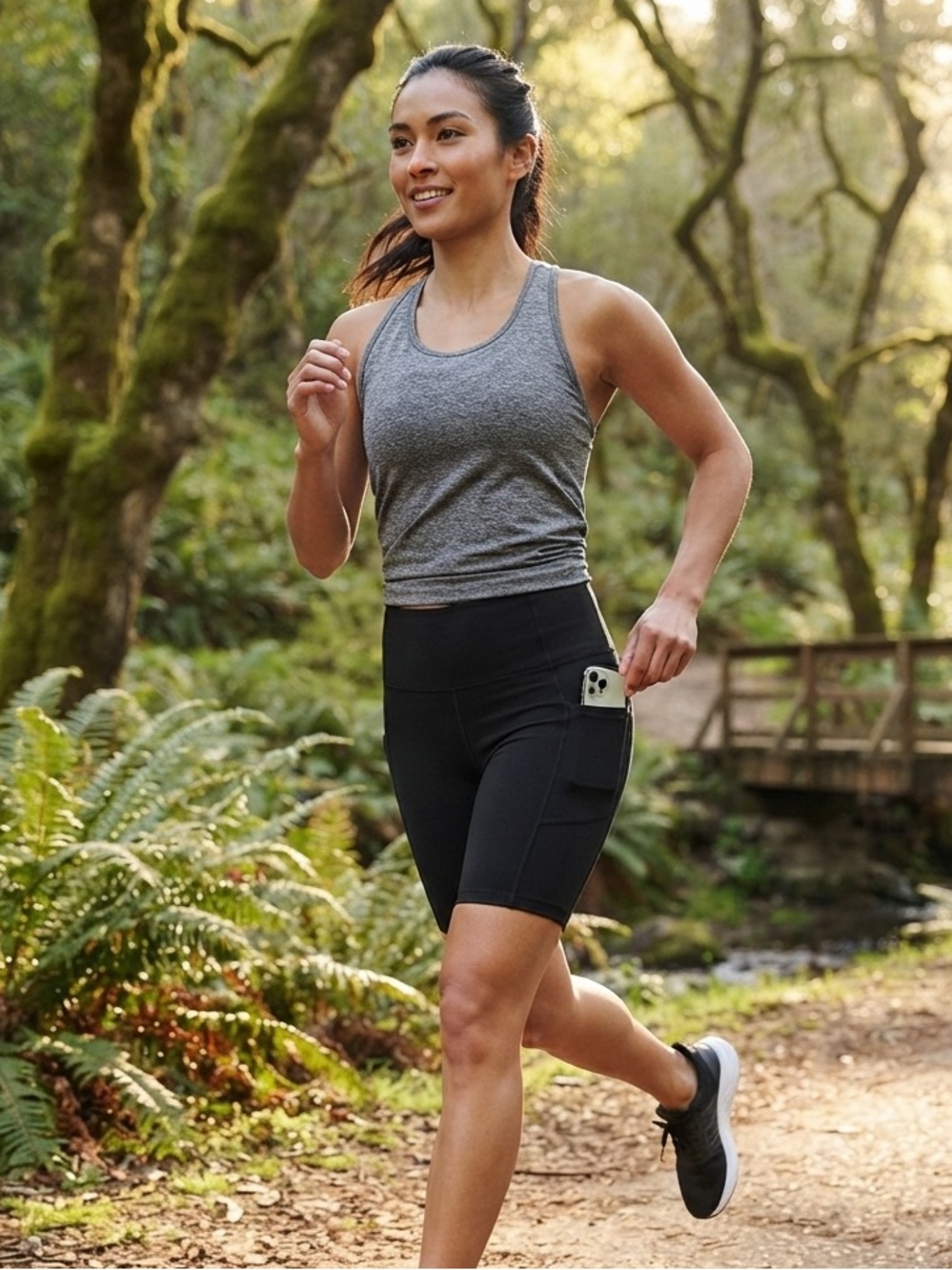 High-Rise Black Bike Shorts with Side Pocket